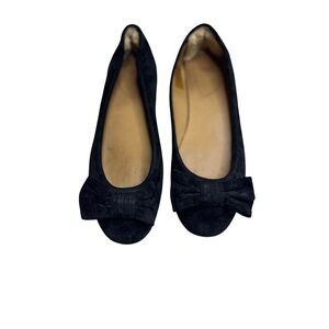 UGG Womens Black Suede Shearling Bow‎ Flats | Size 8 | Style 1003899